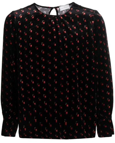 Pierre Louis Mascia Velour Graphic-print Blouse - Black