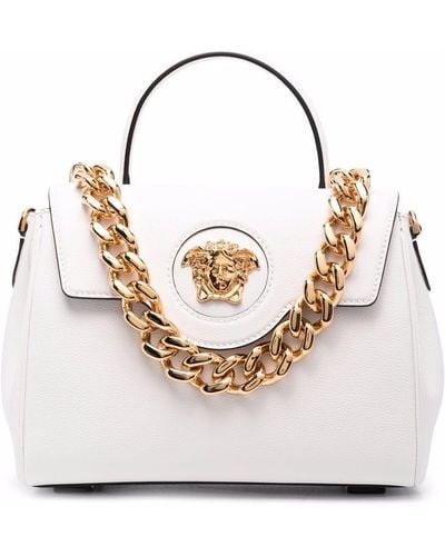 Versace ラ メドゥーサ レザーハンドバッグ - ホワイト