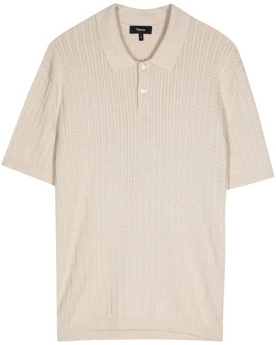 Theory Short-sleeve Cable-knit Polo Shirt - White