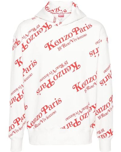KENZO X Verdy monogram-pattern hoodie - Bianco