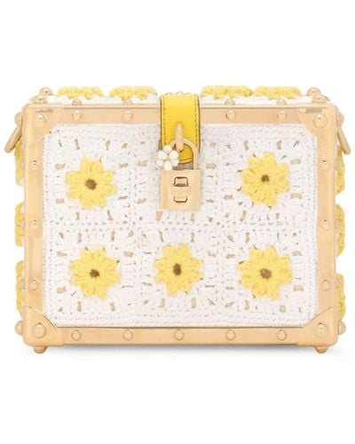 Dolce & Gabbana Dolce Box Crochet-panel Clutch Bag - Metallic