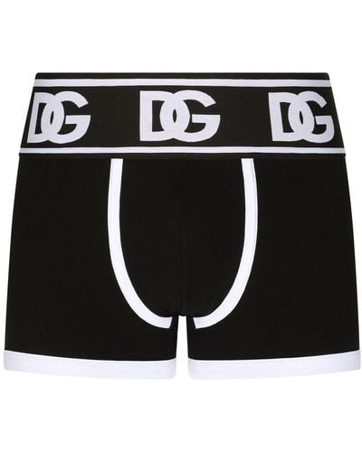 Dolce & Gabbana Boxer nervuré à logo DG - Noir