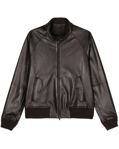 Salvatore Santoro Leather Bomber Jacket - Black