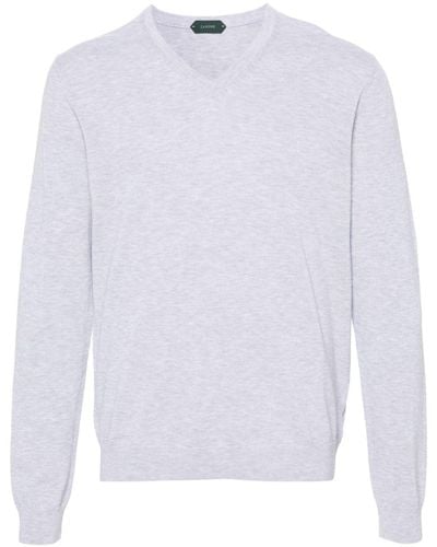 Zanone Mélange V-neck Sweater - White
