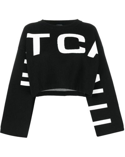 Just Cavalli Logo-intarsia Boxy Sweater - Black