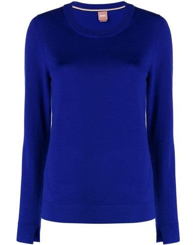 BOSS Feganasi Virgin-wool Sweater - Blue