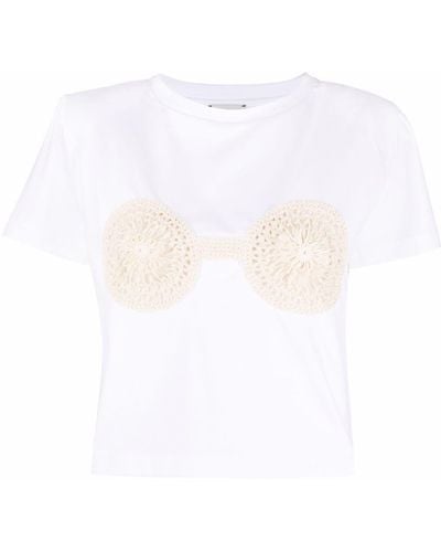 Magda Butrym T-shirt à détails en crochet - Blanc