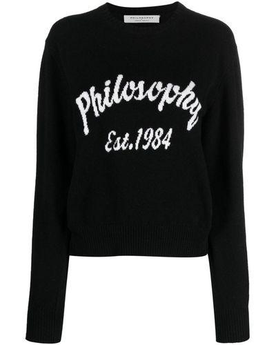 Philosophy Di Lorenzo Serafini Logo-intarsia Crew-neck Sweater - Black