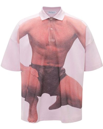 JW Anderson Photograph-print Cotton Polo Shirt - Pink