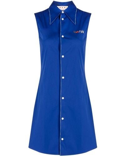 Marni Logo-appliqué Sleeveless Dress - Blue