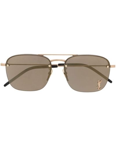 Saint Laurent Pilot-frame Double-bridge Sunglasses - Metallic