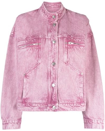 Isabel Marant Cody Stonewashed Denim Jacket - Pink
