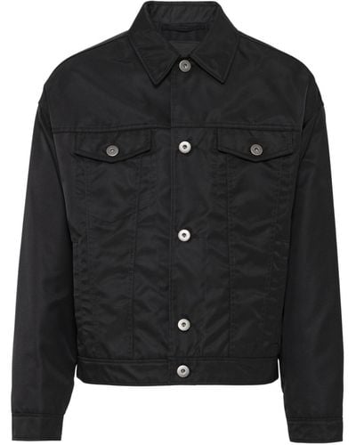 Prada Re-nylon Crinkled-finish Shirt Jacket - Black