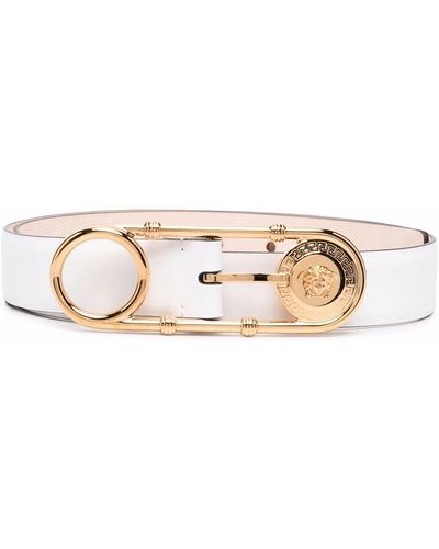 Versace Safety-pin Leather Belt - White