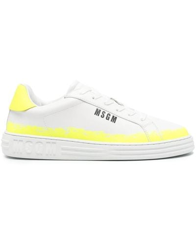 MSGM Panelled Leather Trainers - Yellow