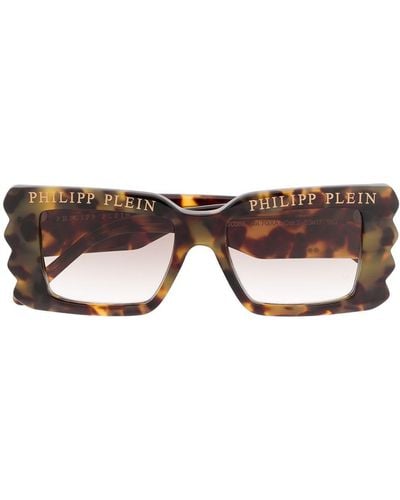 Philipp Plein Sonnenbrille mit Logo - Braun
