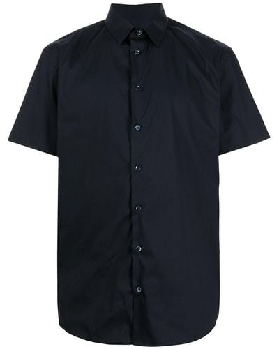 Giorgio Armani Overhemd Van Katoenmix - Blauw