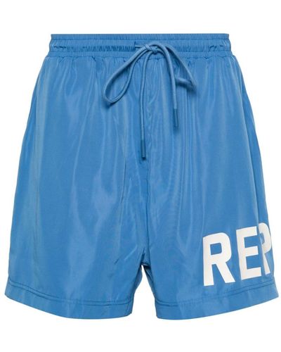 Represent Logo-Print Swim Shorts - Blue