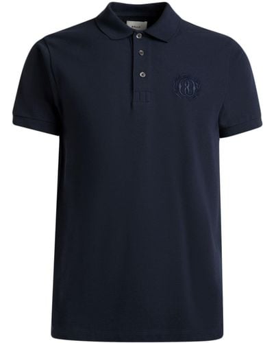 Bally Logo-embroidered Cotton Polo Shirt - Blue