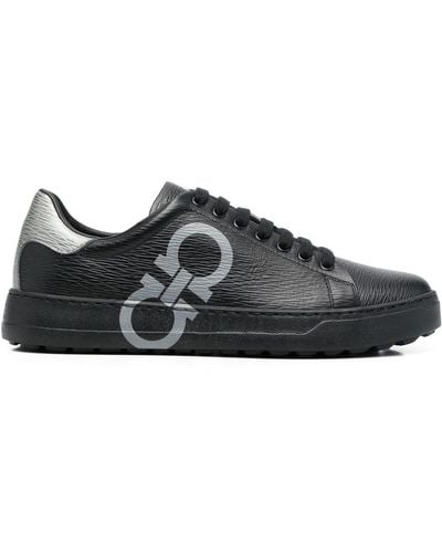 Ferragamo Number Low-top Leather Trainers - Black