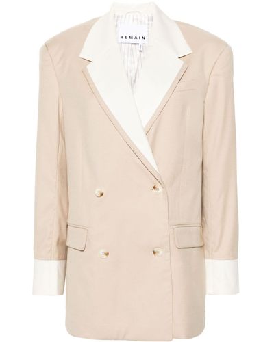 Remain Two-tone Double-breasted Blazer - Natural