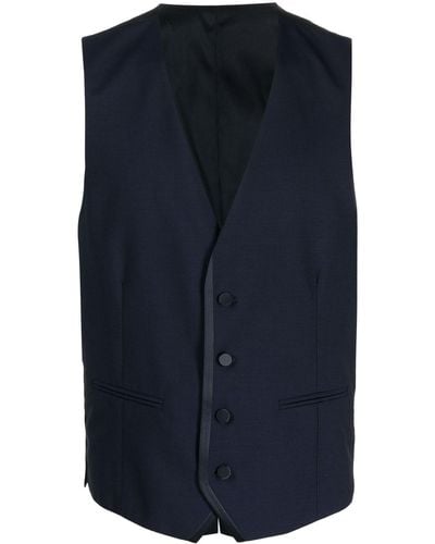 Tonello Satin-trim Tailored Waistcoat - Blue
