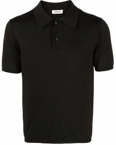 Sandro Short-sleeve Pointed-collar Polo Shirt - Black