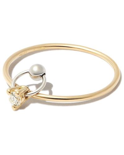 Delfina Delettrez Bague en or blanc et jaune 18ct pavée de diamants - Métallisé