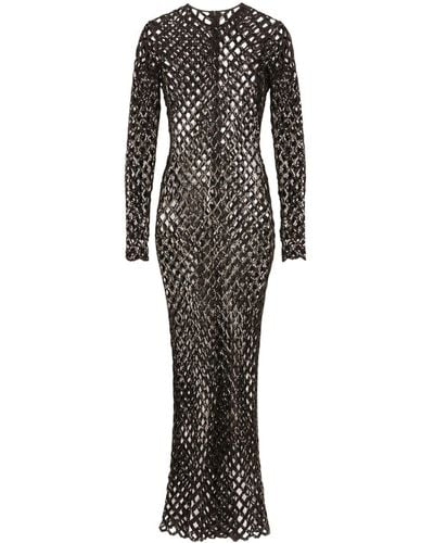 Dolce & Gabbana Sequinned Mesh Maxi Dress - Black