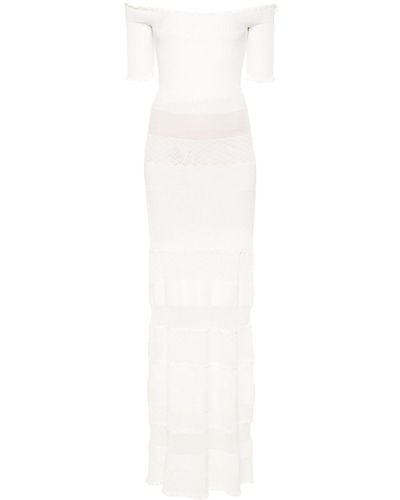 Gemy Maalouf Off-shoulder Knitted Long Dress - White