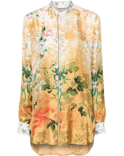 Pierre Louis Mascia Floral-print Silk Shirt - Yellow