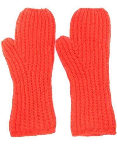 Pringle of Scotland Ribbed Knit Cashmere Gloves - Red