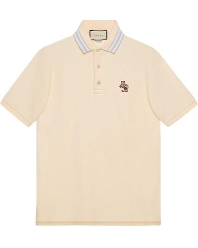 Gucci Cotton Piquet Polo With Cat Patch - White