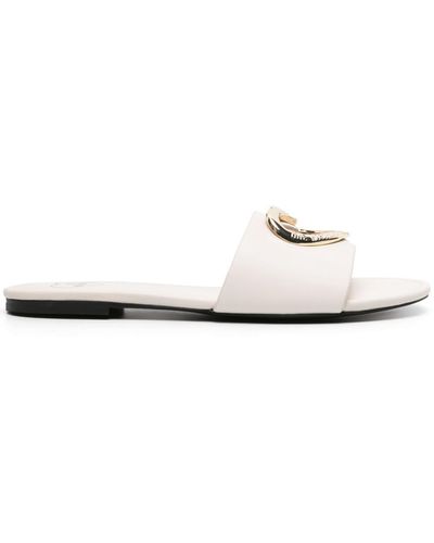 Love Moschino Heart-plaque Leather Slides - White