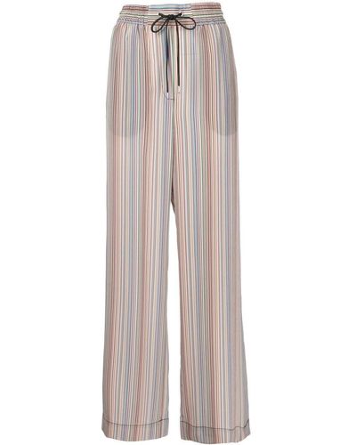 Paul Smith Silk Stripe-print Trousers - Multicolour