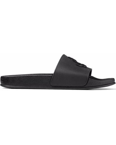 Jimmy Choo Sandali slides Port con placca logo - Nero