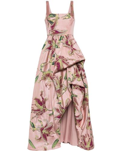 Marchesa Square-neck draped gown - Rosa