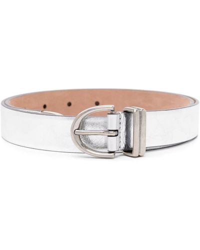 Khaite Patent-finish Leather Belt - White
