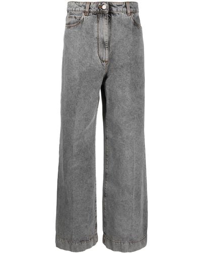 Etro Bestickte Cropped-Jeans - Grau