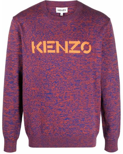 KENZO Logo-print Cotton Jumper - Purple
