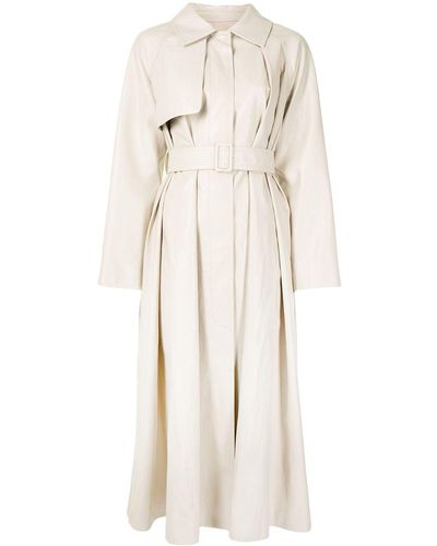 Goen.J Faux-leather Belted Trench Coat - Natural