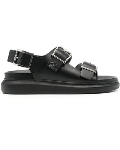 Alexander McQueen Alabama Logo-debossed Leather Sandals - Black