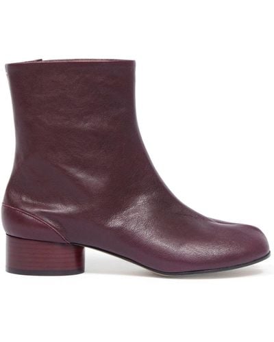 Maison Margiela Tabi 30mm Leather Ankle Boots - Purple