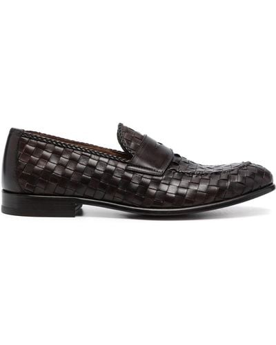 Dell'Oglio Woven Leather Loafers - Black