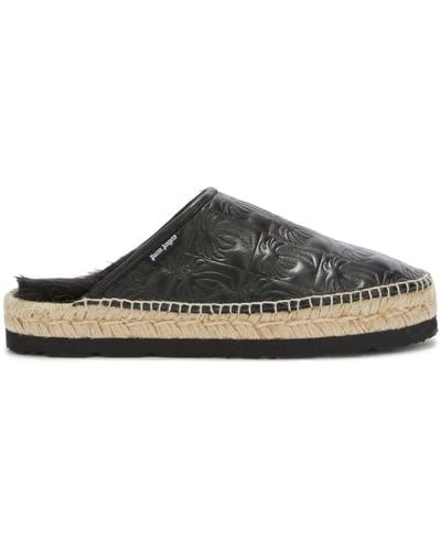 Palm Angels Quilted Leather Mules - Gray