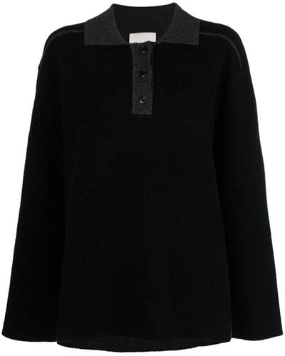 Nanushka Pullover mit geknöpftem Polokragen - Schwarz