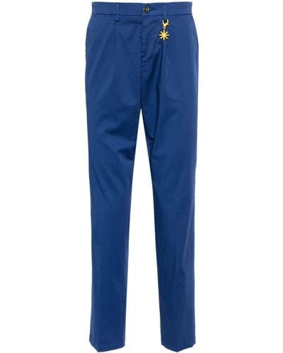 Manuel Ritz Garment-dyed Straight Trousers - Blue