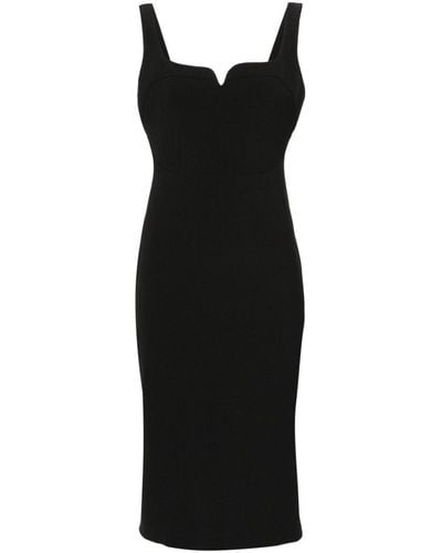Victoria Beckham Zip-up Crepe Midi Dress - Black