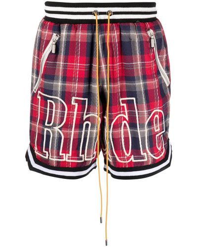 Rhude Court Flannel Shorts - Red