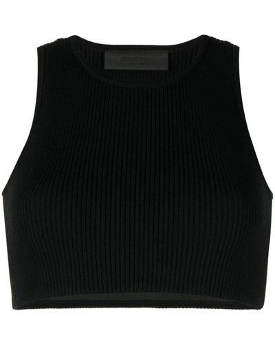 Fear Of God Logo-patch Ribbed Crop Top - Black